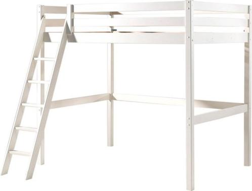 Hoogslaper Twijfelaar Wit, Huis en Inrichting, Slaapkamer | Bedden, Gebruikt, Twijfelaar, Overige maten, 200 cm, Hout, Wit, Ophalen