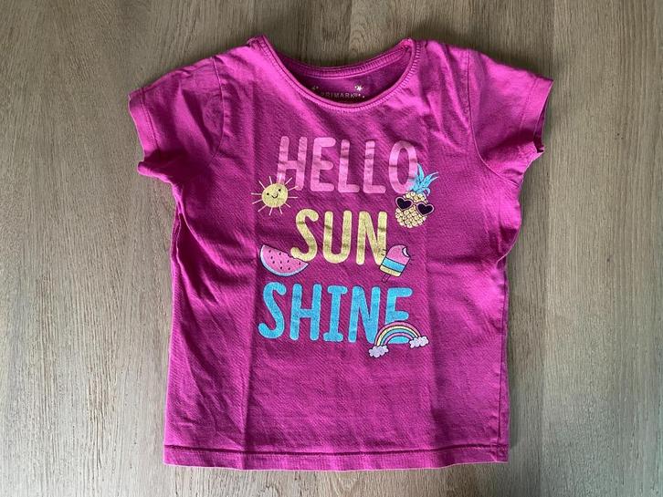 Roze T-shirt met hello sunshine opschrift maat 110, Kinderen en Baby's, Kinderkleding | Maat 110, Gebruikt, Meisje, Shirt of Longsleeve
