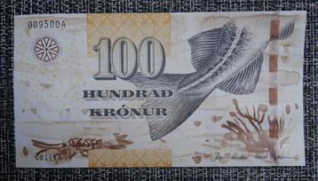 UNC-bankbiljet van 100 kronen van de Faeröer