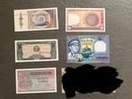 Kavel van 5 nieuwe Aziatische bankbiljetten, Postzegels en Munten