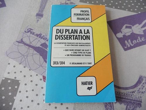 Livre: "Du plan de dissertation"- Edition HATIER, Livres, Livres scolaires, Utilisé, Français, Enlèvement ou Envoi