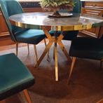 Complete set 250 met 4 velvet groene stoelen met goud, Ophalen of Verzenden, Zo goed als nieuw
