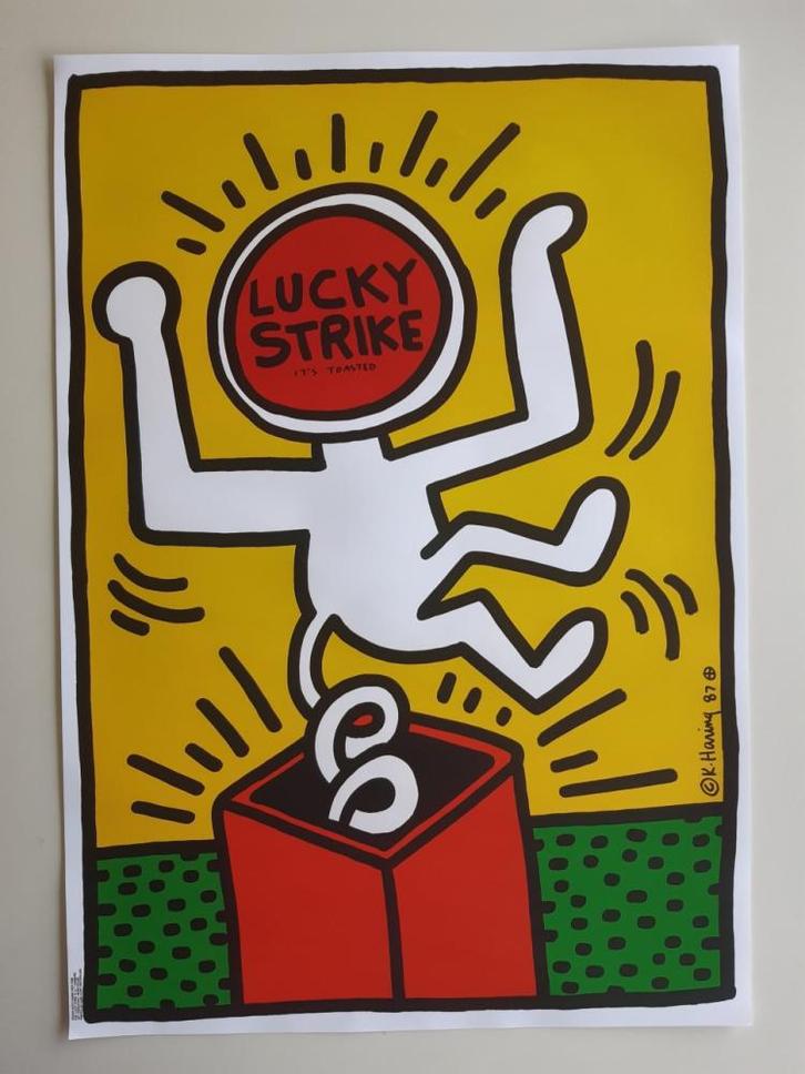 Lucky Strike 3/3 - Keith Haring, Antiquités & Art, Art | Lithographies & Sérigraphies, Enlèvement ou Envoi