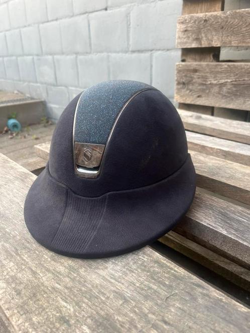 Samshield blauw maatje 55cm, Dieren en Toebehoren, Paardrijkleding, Gebruikt, Dames, Cap, Springen, Ophalen of Verzenden
