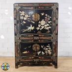 Vintage Chinese lakkast vogels bloemen (speksteen) bohemian, Huis en Inrichting, Ophalen of Verzenden, Gebruikt
