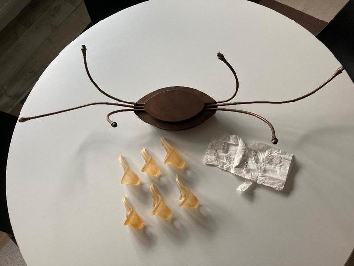 Set Hanglampen koperkleurig, Huis en Inrichting, Lampen | Hanglampen, Gebruikt, 75 cm of meer, Metaal, Ophalen