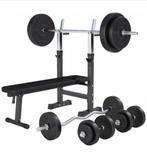 Gorilla Sports halterbank met halterset 100KG, Sport en Fitness, Ophalen, Kunststof, Benen