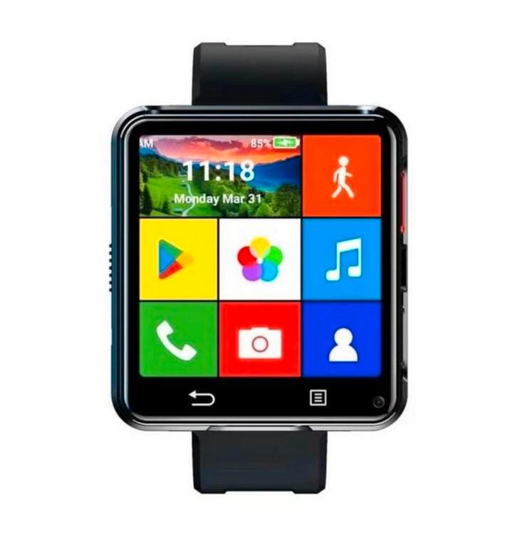 Android SmartWatch met belfunctie en grote scherm, Handtassen en Accessoires, Smartwatches, Zo goed als nieuw, Android, Zwart