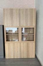 Besta ikea kast met glazen deuren (prijs overeen te komen), Huis en Inrichting, Ophalen, Eikenhout, Minder dan 150 cm, 150 tot 200 cm
