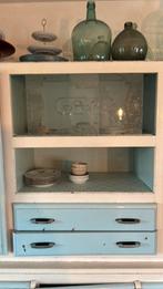 Armoire en bois bleu vintage., Huis en Inrichting, Kasten | Buffetkasten, Ophalen, Gebruikt, 150 tot 200 cm, Vintage