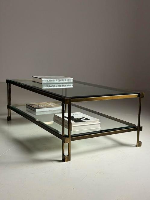 Salontafel groot vintage glas, Huis en Inrichting, Tafels | Salontafels, Glas, Ophalen