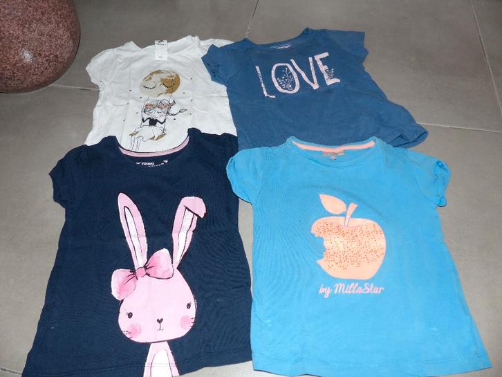 Set van 4 shirtjes meisje - korte mouw - maat 104, Kinderen en Baby's, Kinderkleding | Maat 104, Gebruikt, Meisje, Shirt of Longsleeve