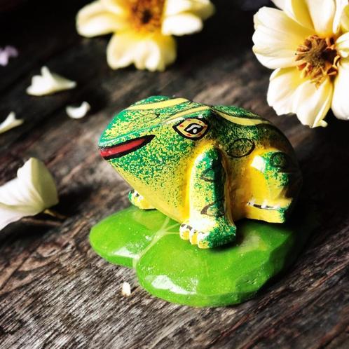 Petite grenouille sur nénuphar en bois léger, Huis en Inrichting, Woonaccessoires | Overige, Gebruikt, Ophalen of Verzenden