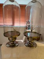 2 grote glazen stolpen op metalen voet, Enlèvement, Comme neuf
