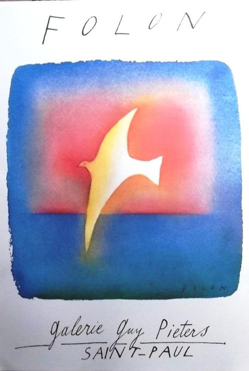 Folon, Kunstdruk/affiche/ litho - Vogel, Antiek en Kunst, Kunst | Litho's en Zeefdrukken, Ophalen of Verzenden