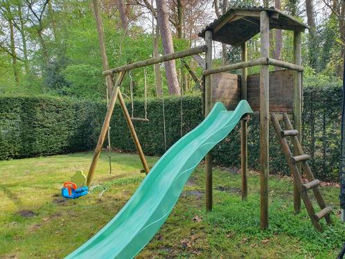 Speelhuis met glijbaan, schommel, trapeze en knopentouw, Enfants & Bébés, Jouets | Extérieur | Cabanes d'enfant, Comme neuf, Bois