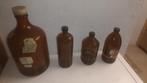 4 grandes bouteilles d'apothicaire anciennes marron, Enlèvement ou Envoi