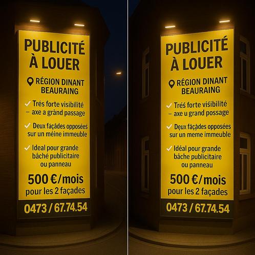PUBLICITÉ À LOUER – RÉGION DINANT / BEAURAING, Immo, Appartementen en Studio's te huur, Provincie Namen
