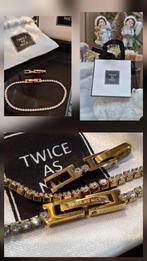 TWICE AS NICE – NIEUWE Goudkleurige Armband met Zirkonia, Ophalen, Wit