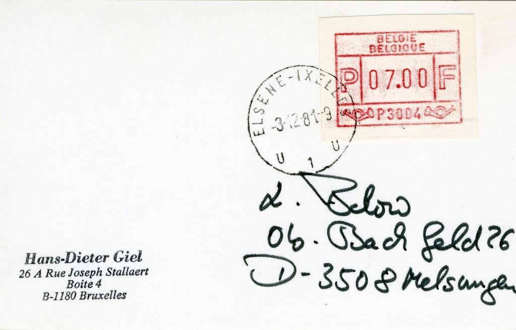 (B) ATM4 FDC Briefkaart 1981 - 7 BEF, Ophalen of Verzenden, Gestempeld, 1e dag stempel