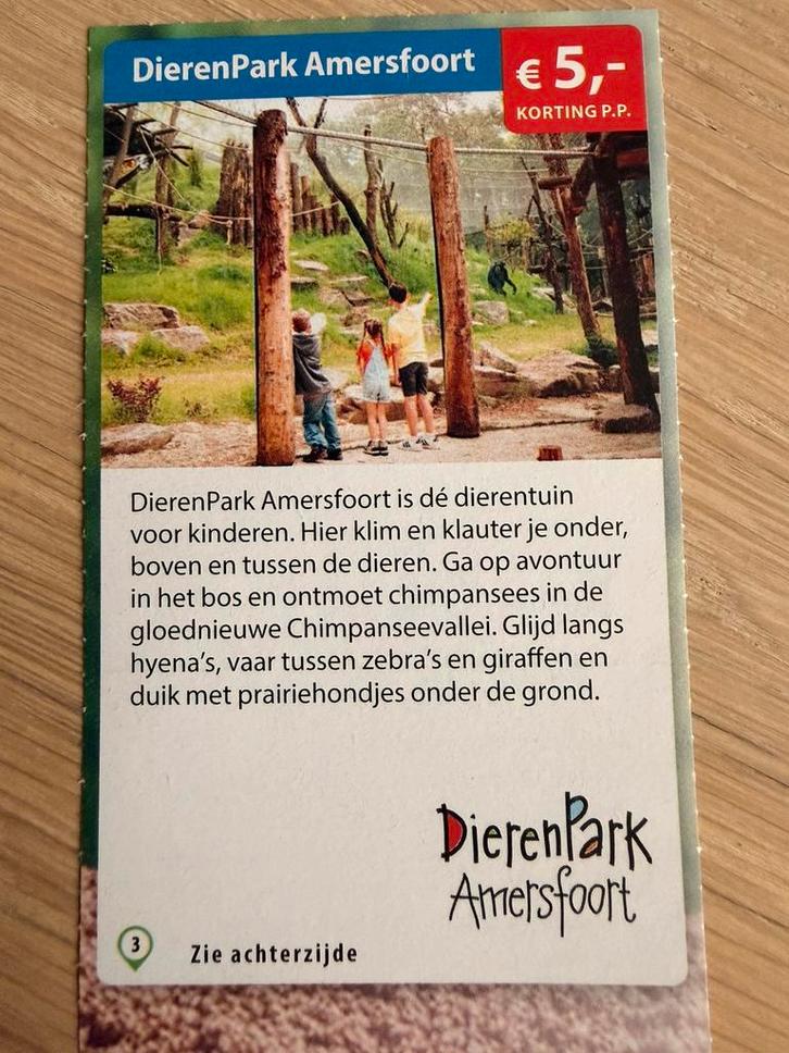 Kortingsbon voor dierenpark Amersfoort, Tickets en Kaartjes, Recreatie | Dierentuinen