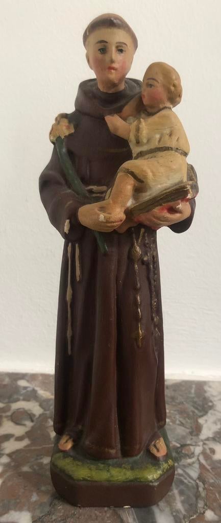 Statue en plâtre/polychrome Saint Antoine, vers 1900, cool, Antiquités & Art, Envoi