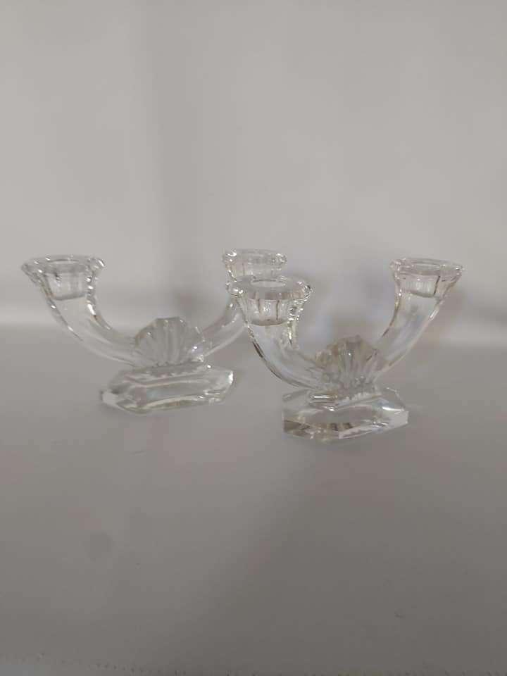 2 kandelaars Val Saint Lambert Art Deco. VSL054/a., Antiek en Kunst, Antiek | Kandelaars, Ophalen