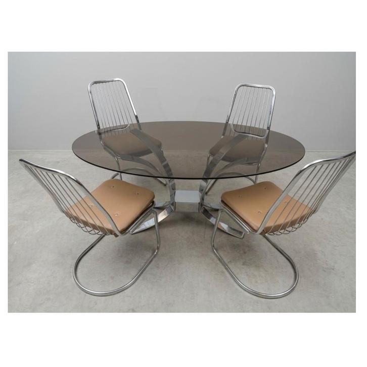 Vintage eetset Belgochrom & Rinaldi, Maison & Meubles, Salles à manger complètes, Utilisé, 4 à 6 chaises, Enlèvement