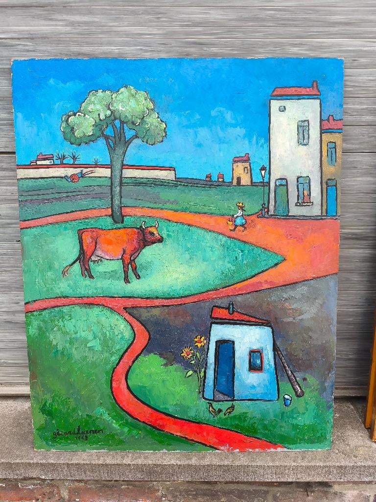 Huile sur panneau signe Gérard laenen, Antiquités & Art, Enlèvement ou Envoi