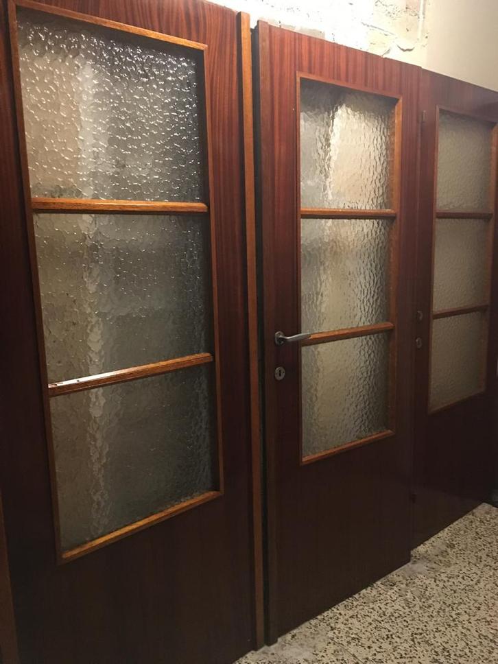 Deuren Meranti glas, Doe-het-zelf en Bouw, Deuren en Vliegenramen, Gebruikt, Binnendeur, 200 tot 215 cm, Glas, Hout, Ophalen