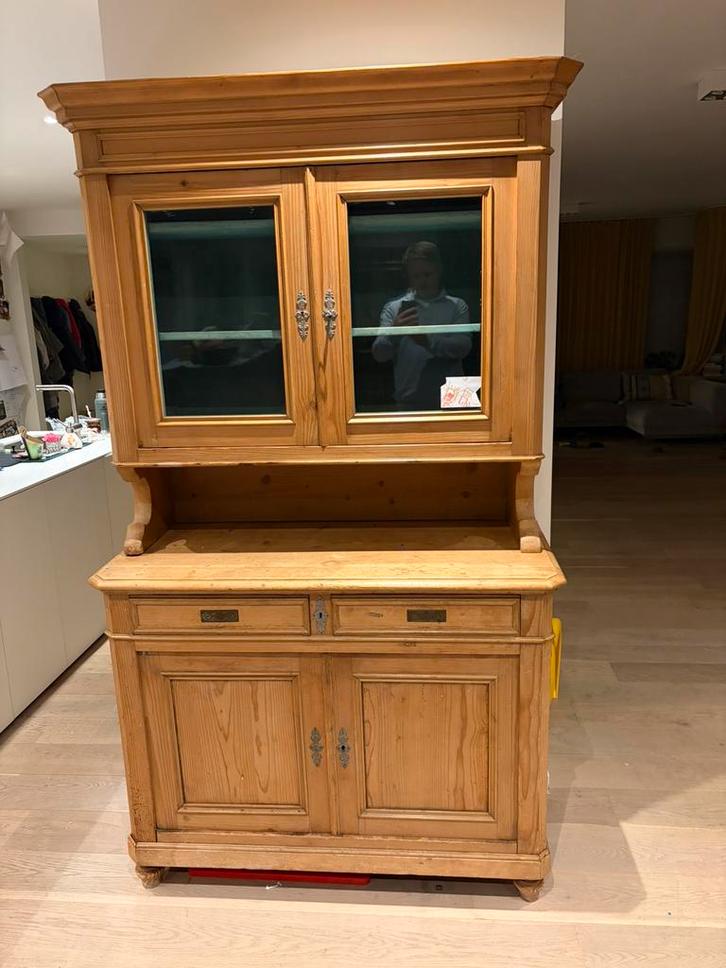 houten buffetkast / vitrinekast, Maison & Meubles, Armoires | Buffets, Utilisé, 150 à 200 cm, 100 à 150 cm, 25 à 50 cm, Avec tiroir(s)