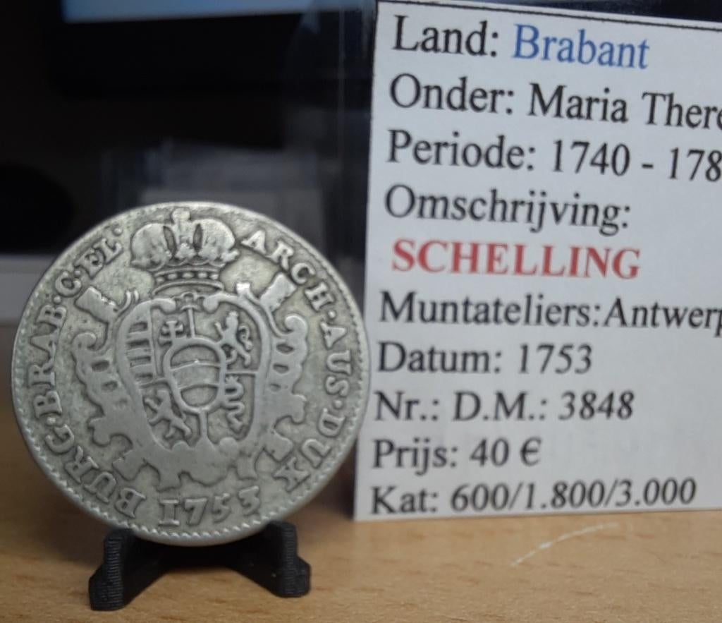 Schelling - 1753 - Antwerpen - @40€, Postzegels en Munten, Munten | België, Ophalen of Verzenden, Overig, Losse munt