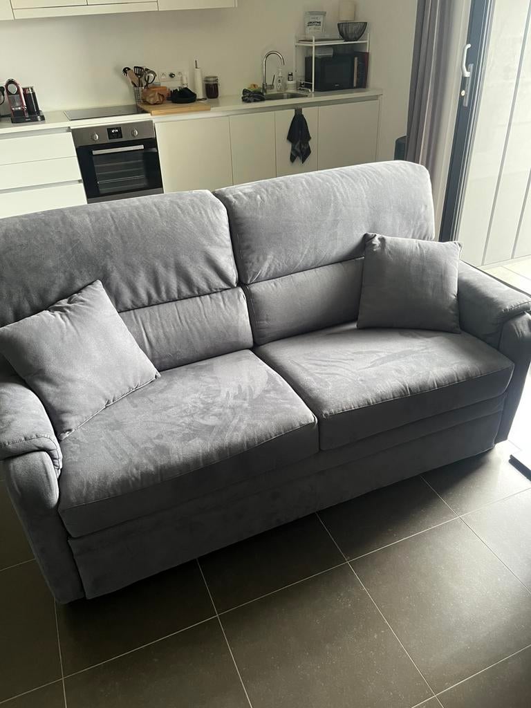 Compacte Slaapbank met Twijfelaar Bed (140x200), Huis en Inrichting, Ophalen, Zo goed als nieuw, Tweepersoons, Rechte bank