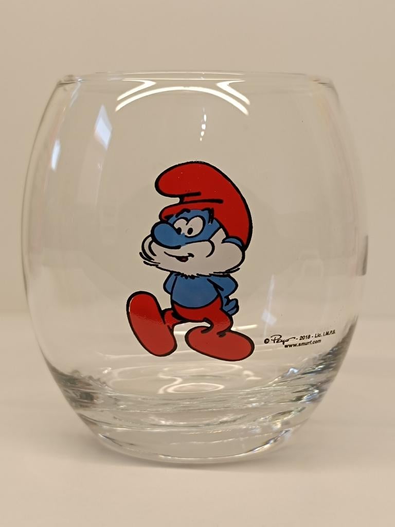 Smurfen Peyo Grote Smurf 2018 glas, Verzamelen, Smurfen, Ophalen of Verzenden, Grote Smurf
