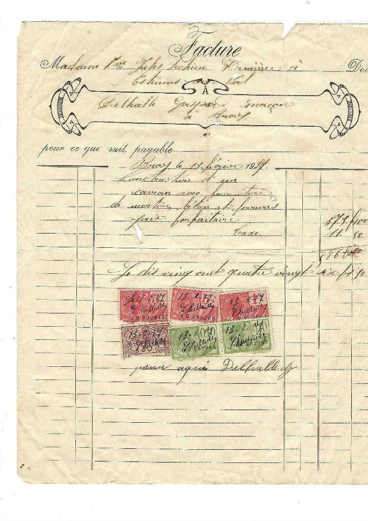 Ancienne facture 1927, Enlèvement ou Envoi, Utilisé