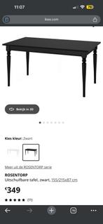 uitschuifbare tafel met 6 stoelen - zwart, Ophalen, Zo goed als nieuw, Vijf personen of meer, Rechthoekig