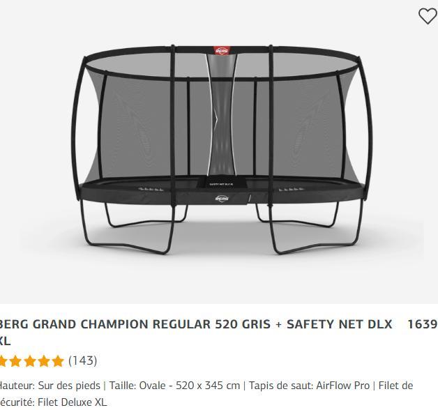 Trampoline BERG. Grand modèle ovale. TBE, Kinderen en Baby's, Speelgoed | Buiten | Trampolines, Zo goed als nieuw, Ophalen