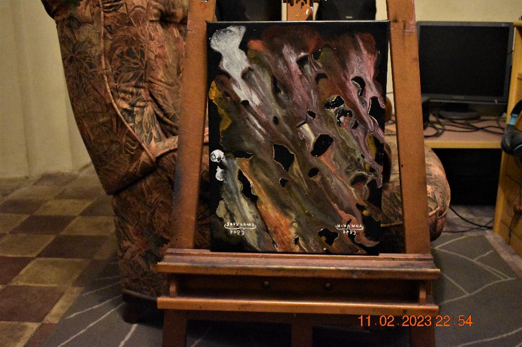 Abstract schilderij serie nr (9), van joky kamo €150,00, Ophalen