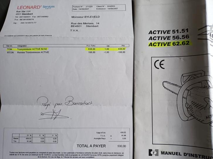 Tronçonneuse "ACTIVE"62, Bricolage & Construction, Outillage | Scies mécaniques, Tronçonneuse, Enlèvement