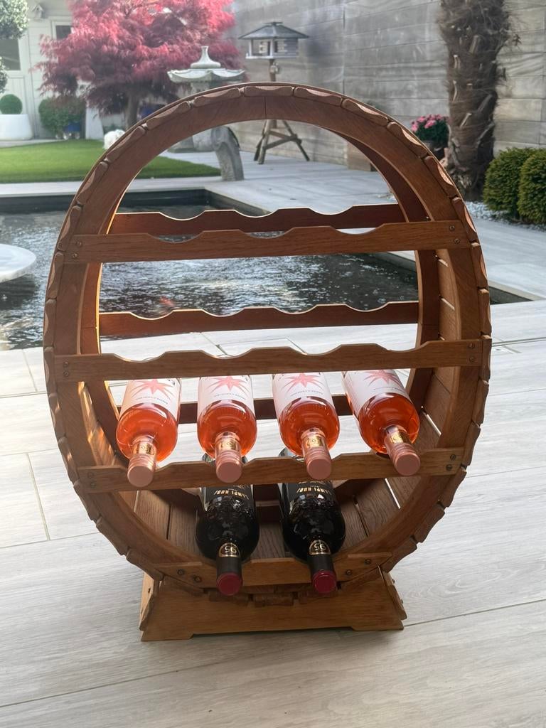 Eikenhouten wijn houder, Ophalen, Zo goed als nieuw, Hout