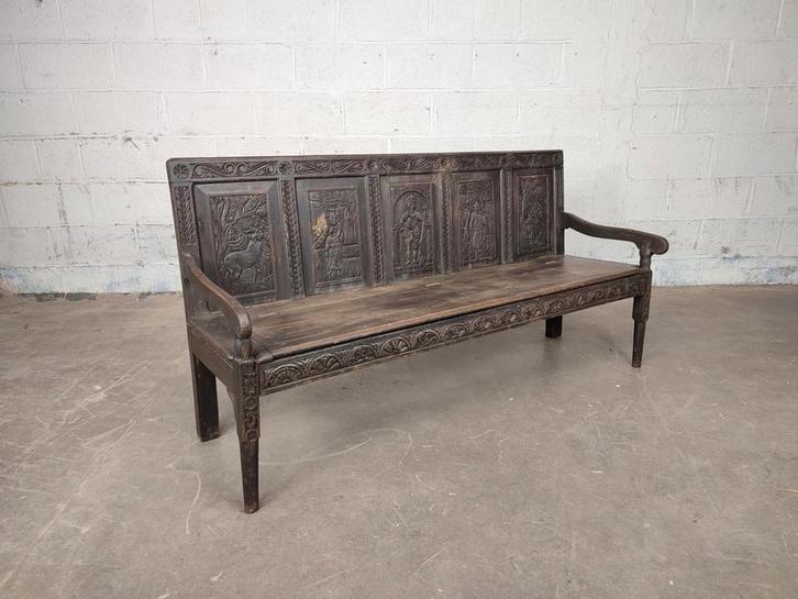 Grote antieke gesculpteerde bank, Antiek en Kunst, Antiek | Meubels | Stoelen en Sofa's, Ophalen