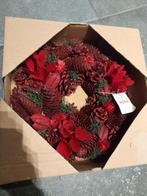 Kerstkrans dennenappel rood bordeaux cosy at home, Huis en Inrichting, Ophalen of Verzenden, Zo goed als nieuw