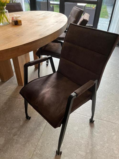 6 eettafel stoelen (met wielen), Huis en Inrichting, Stoelen, Zo goed als nieuw, Vijf, Zes of meer stoelen, Overige materialen