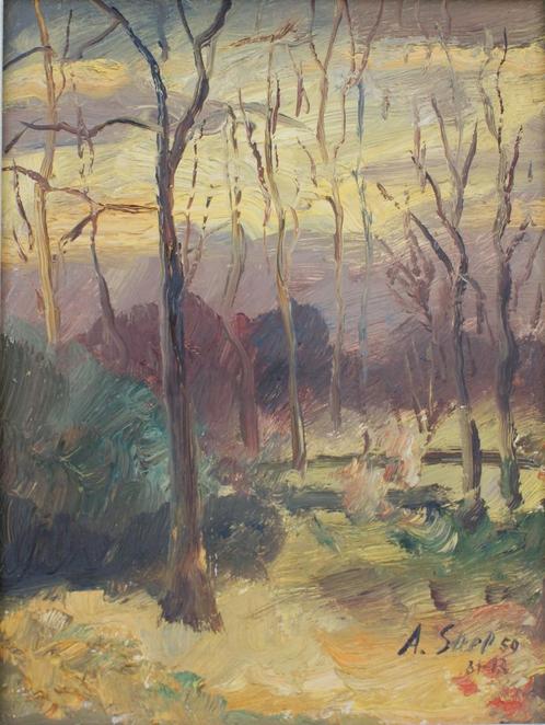 Albert Steel (1917-1984): Landschap 1959 (26 x 32 cm), Antiek en Kunst, Kunst | Schilderijen | Klassiek, Ophalen of Verzenden