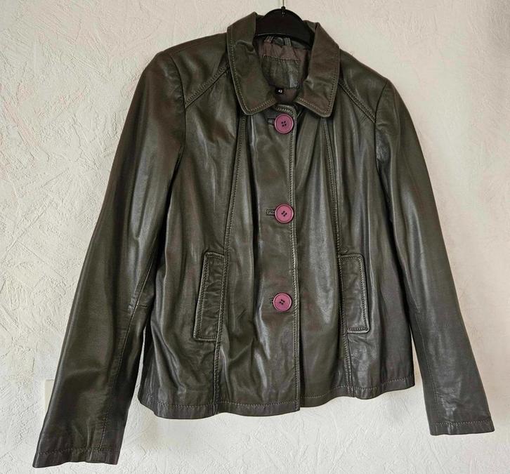Veste mi saison en cuir taille 42, Kleding | Dames, Jassen | Winter, Gedragen, Maat 42/44 (L), Ophalen of Verzenden