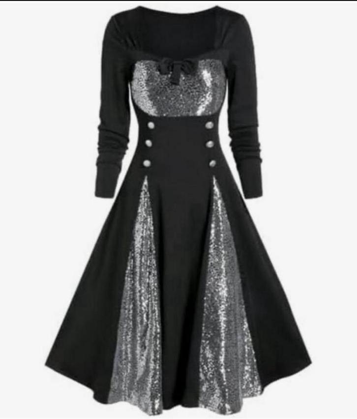 Robe gothique évasée punk rétro vintage 1950 gothique XL, Vêtements | Femmes, Robes, Neuf, Taille 46/48 (XL) ou plus grande, Noir