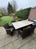 Tuin tafel met stoelen, Tuin en Terras, Tuintafels, Ophalen, Gebruikt, Rechthoekig, Plastic