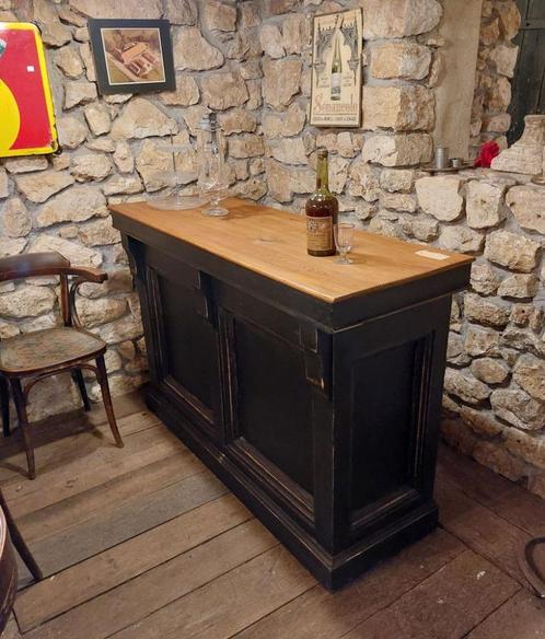kleine, 146 cm lang, oude toonbank met lade en legplank, Antiek en Kunst, Curiosa en Brocante, Ophalen