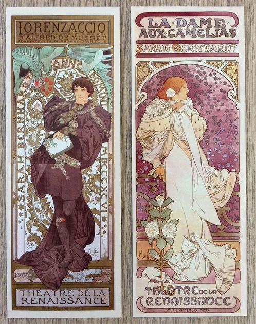 2x Alphonse Mucha Kunst Boekenlegger #03, Collections, Cinéma & Télévision, Neuf, Envoi