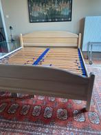 Houten bed beuk, Ophalen, Beige, Tweepersoons, Zo goed als nieuw